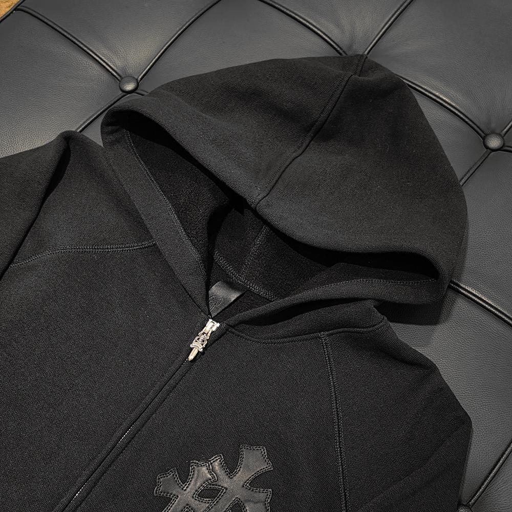 Chrome Hearts Paper Jam Patch Zip Hoodie Black Unisex