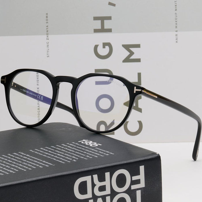 TOM FORD Blue Light Blocking Round Acetate Eyeglasses Unisex TF5833B 001