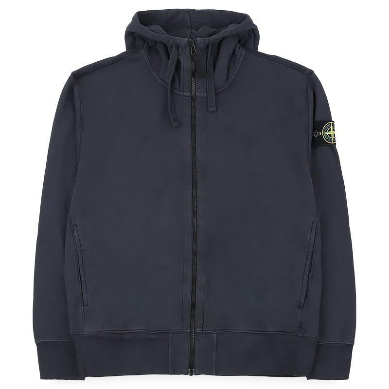 STONE ISLAND Men’s Cotton Fleece Hooded Zip Jacket Navy