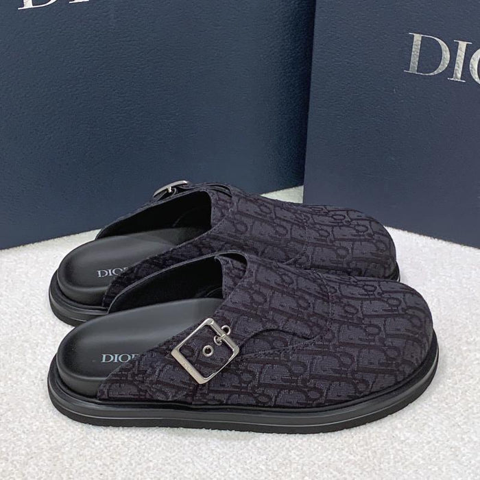 DIOR Men’s Oblique Jacquard Aqua Mule Sandals Black