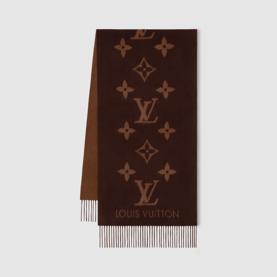 Louis Vuitton Reykjavik Scarf Wool Monogram Beige Scarf