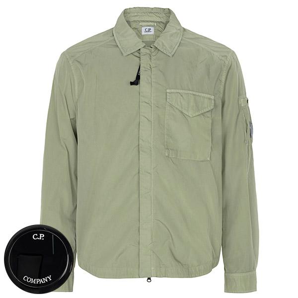 CP Company Moss Gray Chrome-R Zip Up Overshirt Jacket 20CMOS710A 005904G 610