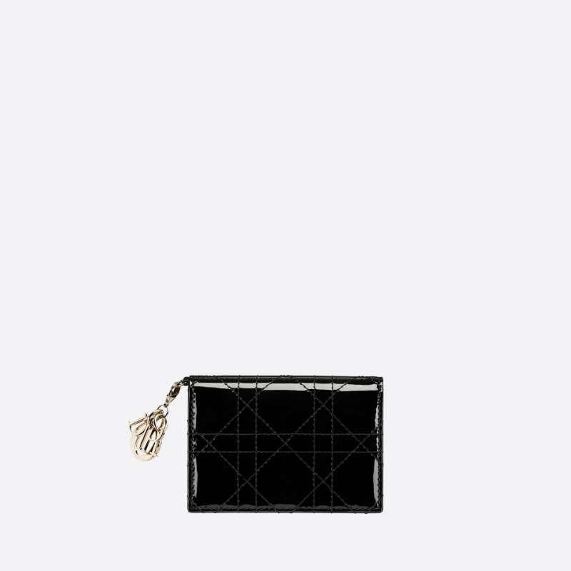 DIOR Lady Dior Cannage Patent Leather Flap Card Holder S0011OVRB