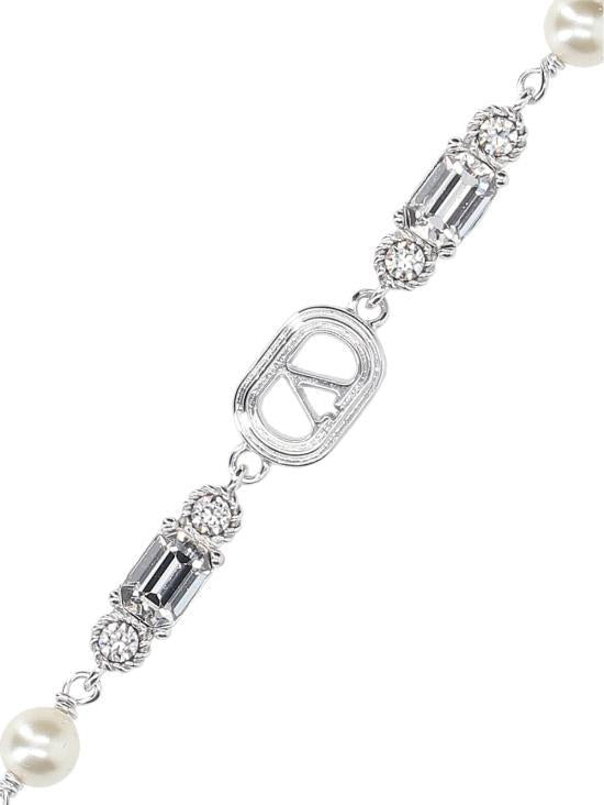 VALENTINO Garavani Leather Bracelet 8W2J0BH8 WKD DFF RHODIUM DOM