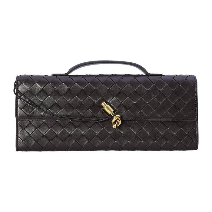 Bottega Veneta Long Andiamo Leather Clutch Brown