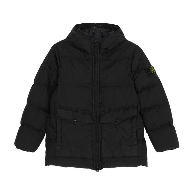 STONE ISLAND Kids Down Puffer Jacket Black Adult Fit