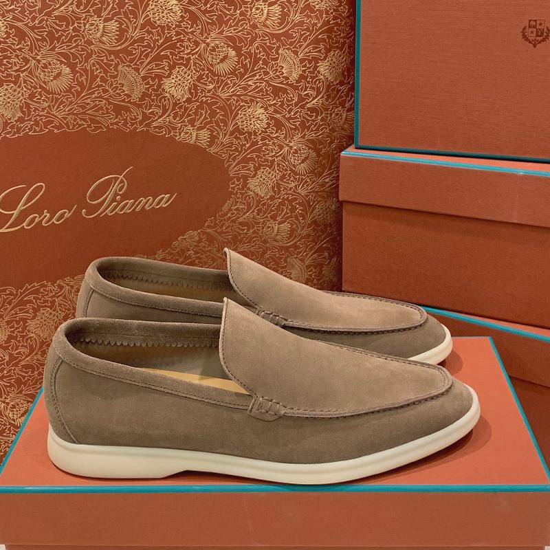 Loro Piana Men’s Suede Moccasin Loafers Brown Classic