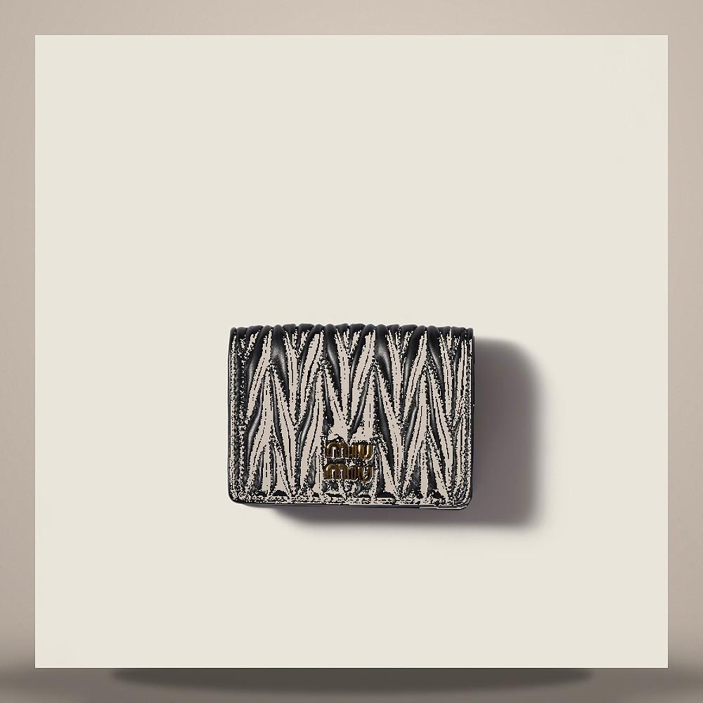 Miu Miu Small Matelassé Nappa Leather Card Holder Black 5MV21M AFPP F0002