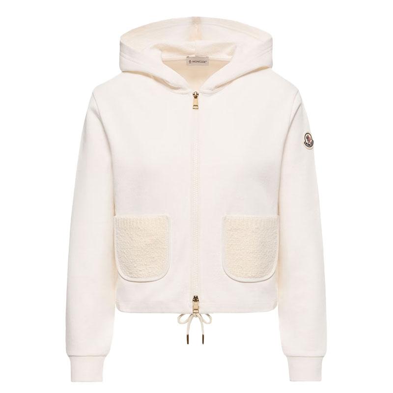 Moncler White Patch Logo Hooded Zip-Up Jacket 8G00005 89A8F 034