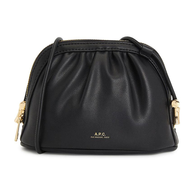 A.P.C. Ninon Small Drawstring Crossbody Bag Black Leather Women