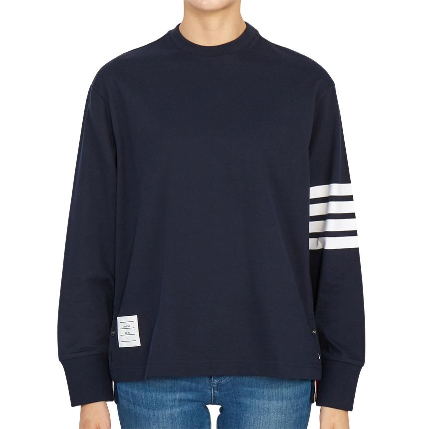 THOM BROWNE Women’s Long Sleeve T-Shirt Navy Cotton