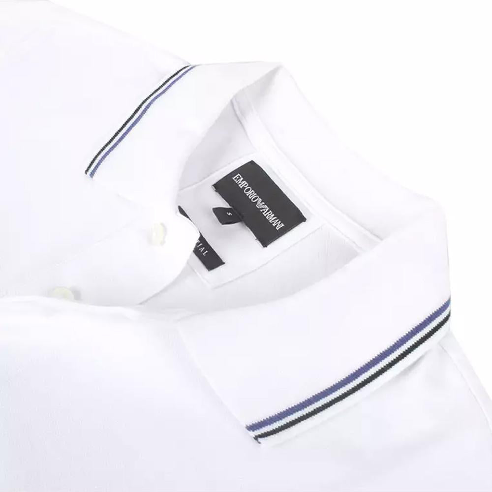 Emporio Armani Rubber Logo Lined Collar Polo Shirt White Men’s