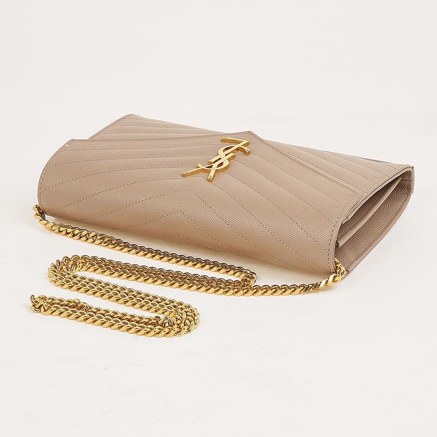 Saint Laurent Women Monogram Chain Wallet Shoulder Bag Black Leather
