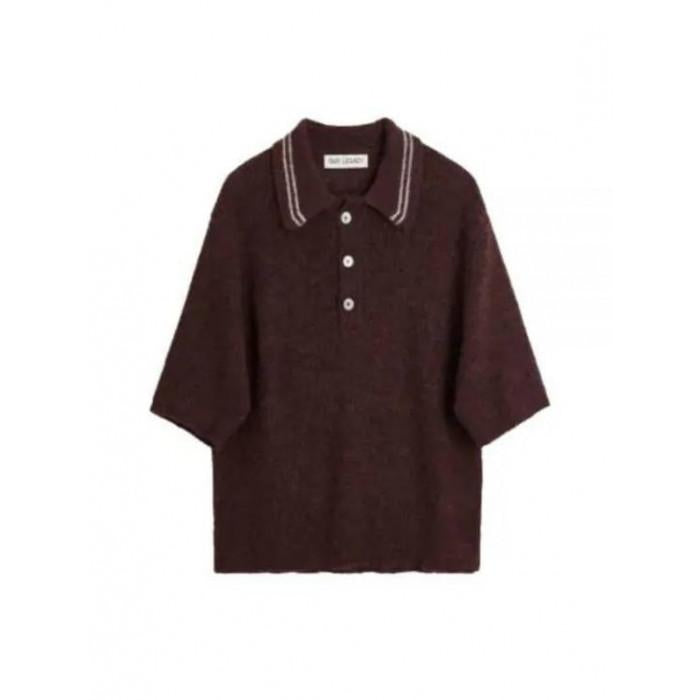 OUR LEGACY Euro Eggplant Fuzzy Alpaca Traditional Polo Sweater