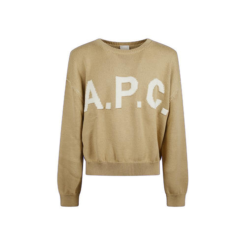 A.P.C. Beige ROND Logo Crewneck Knit Sweater for Women M23009 AAE