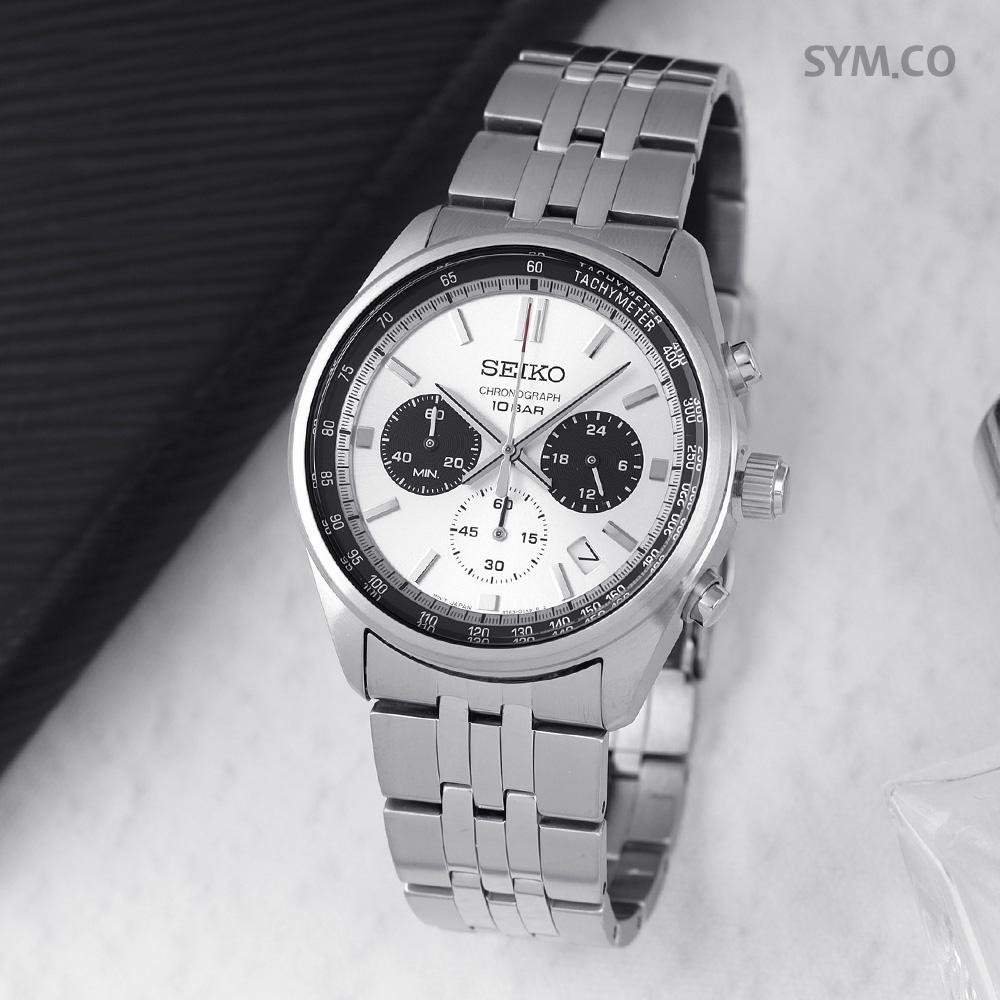 Seiko Chronograph Panda Dial 100m Water Resistant Men’s Metal Watch SSB425 P1