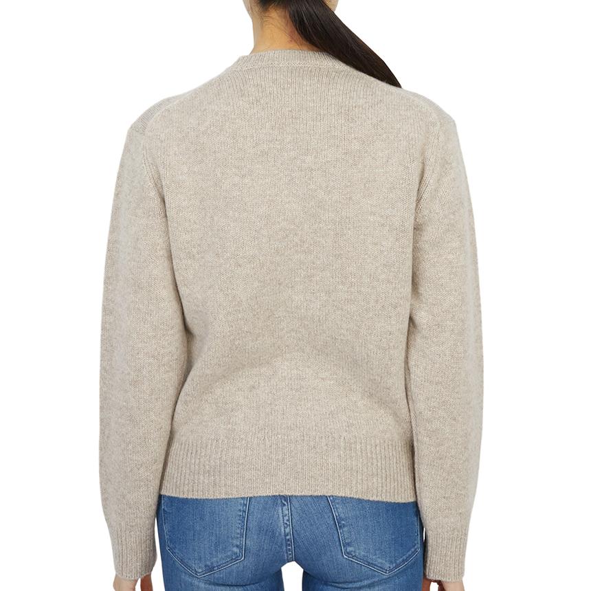 SPORTY&RICH Heather Beige Wool Crewneck Knit Sweater for Women