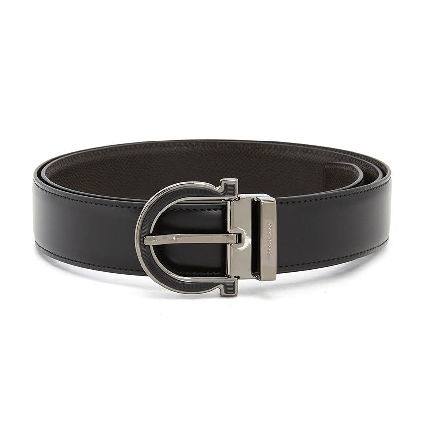 Ferragamo Gancini Men’s Reversible Leather Belt Pre-Cut 670196 0770683