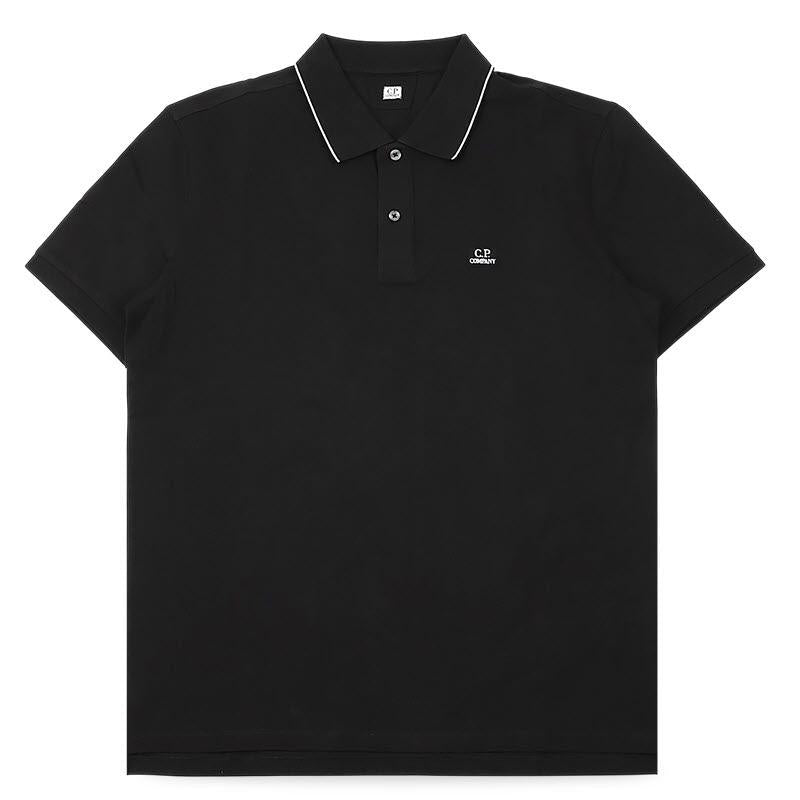 CP Company Men’s Logo Stretch Cotton Polo Shirt Black RCCMPL722A 005263W 999