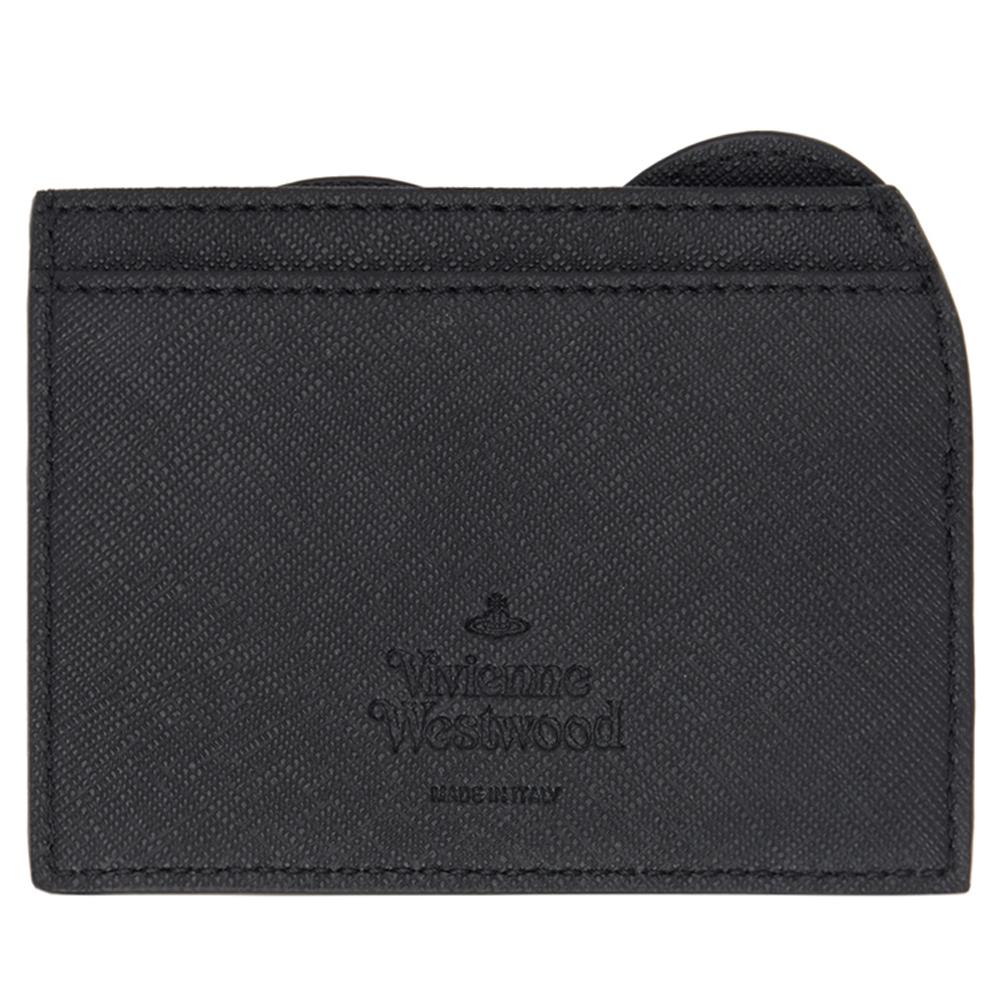 Vivienne Westwood Gold-Tone Saffiano Leather Card Holder Black