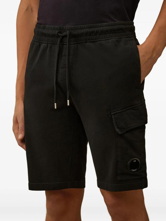 CP Company Light Fleece Cargo Lens Sweat Shorts Black RCCMSB704 A002246