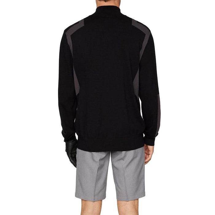 J LINDEBERG Men’s Golf Knit Zip-Up Sweater Black Mock Neck
