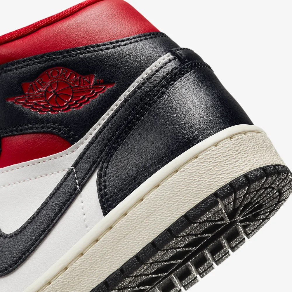 Nike Women’s Air Jordan 1 Mid Black Gym Red Low-Top Sneakers