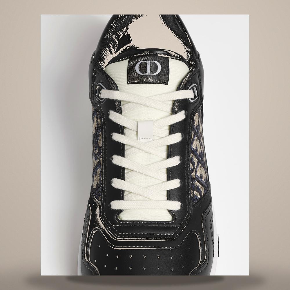 DIOR B27 Uptown Low-Top Sneakers Black Calfskin Beige Black Dior Oblique Jacquar