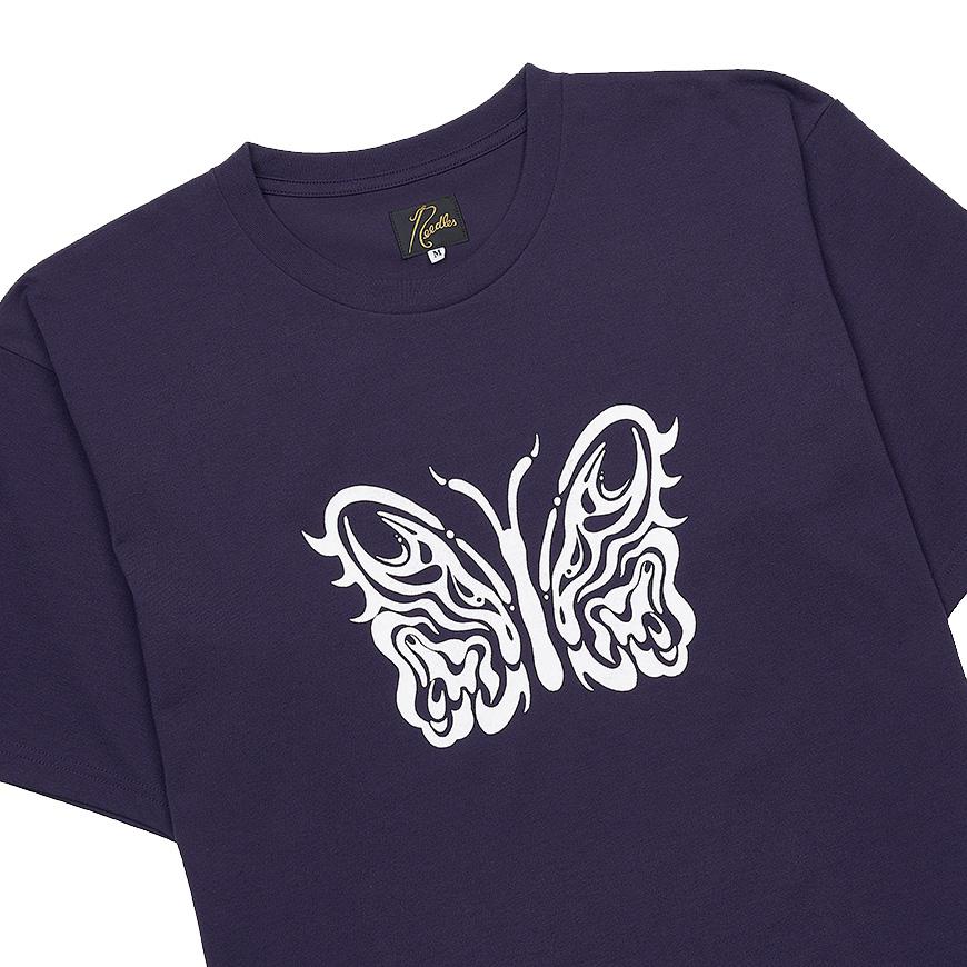 NEEDLES Men’s Short Sleeve Crewneck T-Shirt QV433B EGGPLANT