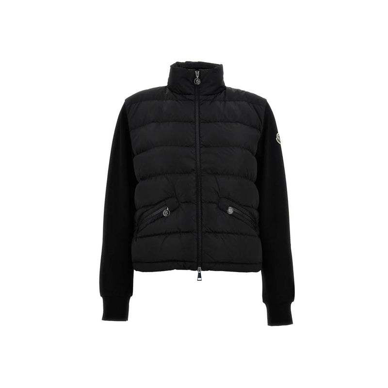 Moncler Logo Patch Mixed Down Puffer Jacket Black