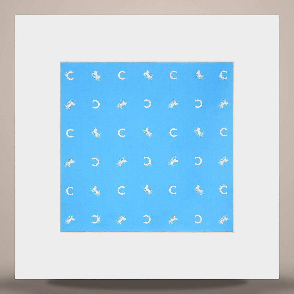 CELINE Bandana Silk Twill Scarf Baby Blue Cream 2AWB63L36 GKO2