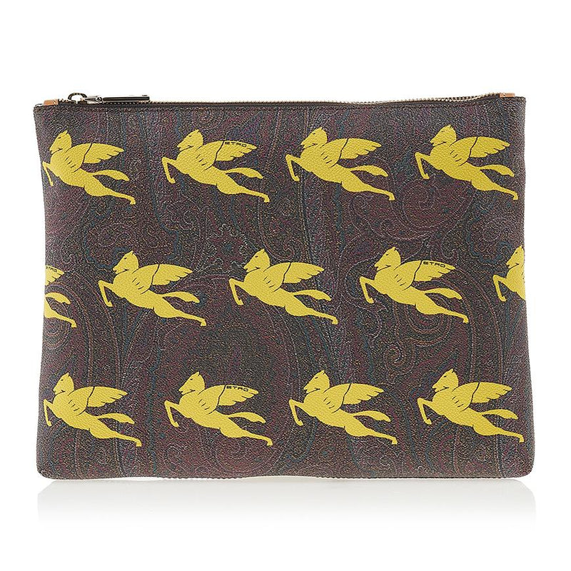 Etro Pegasus Paisley Leather Clutch Bag