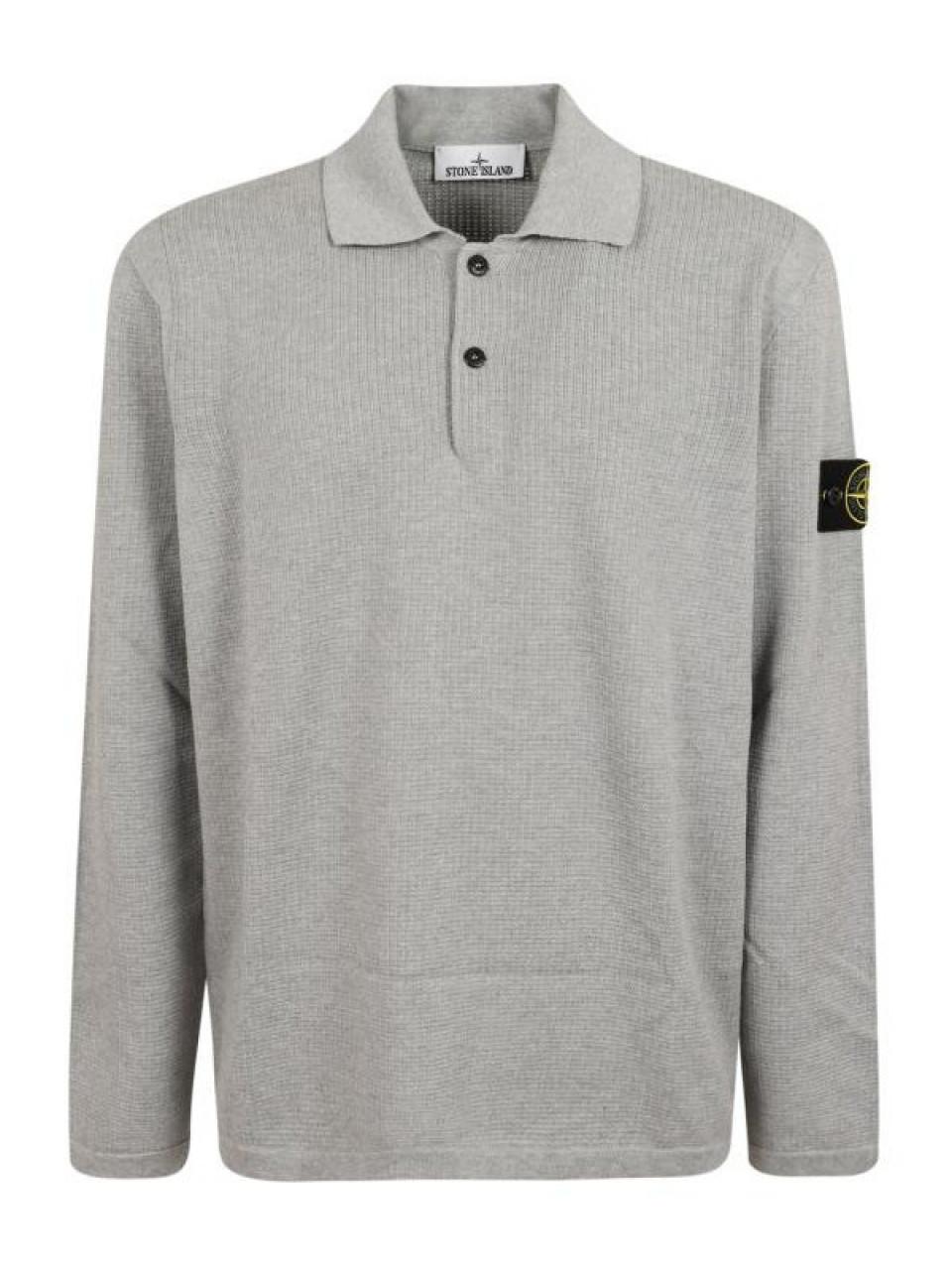 STONE ISLAND Micro Stitch Soft Cotton Polo Shirt Ribbed Trim Men's