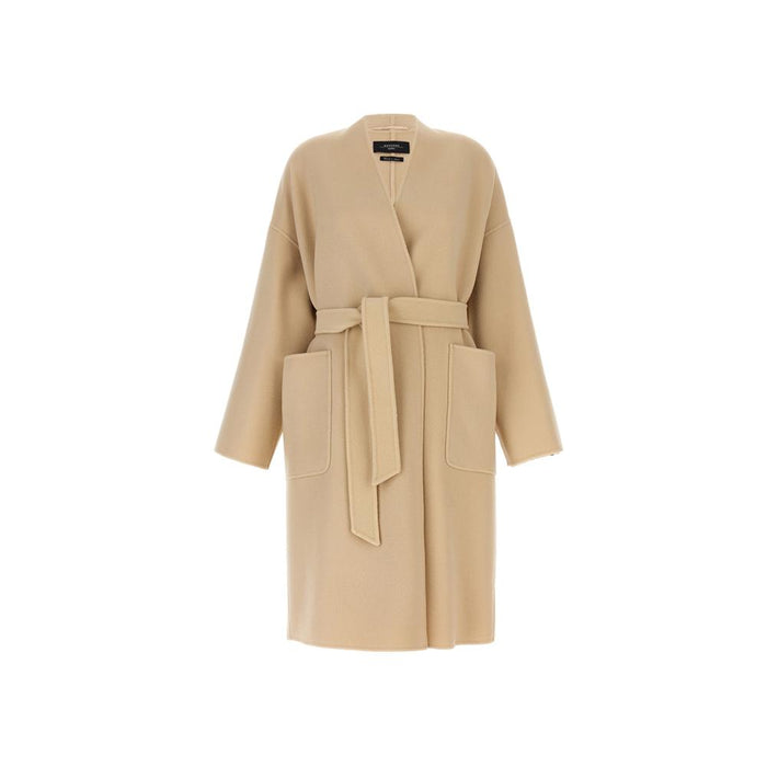 Max Mara Beige Belted Wool Coat 2425016011 065