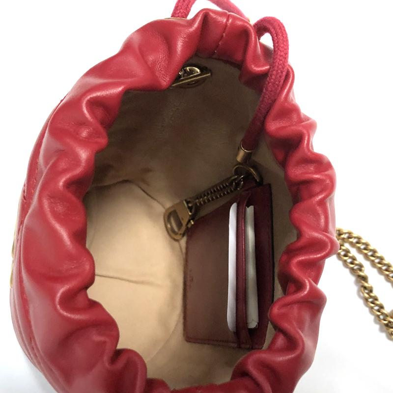 GUCCI Red Marmont GG Mini Bucket Shoulder Bag 575163 6433