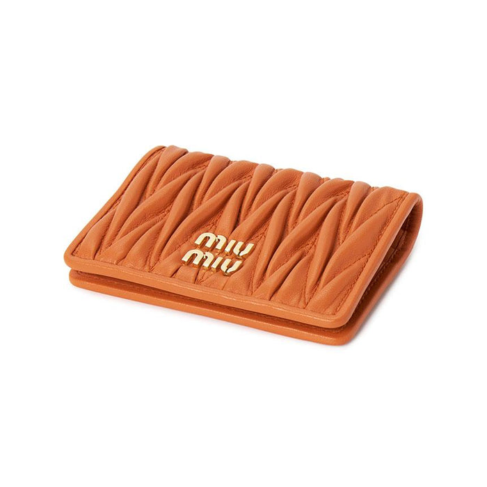 Miu Miu Matelassé Leather Card Holder Wallet Black