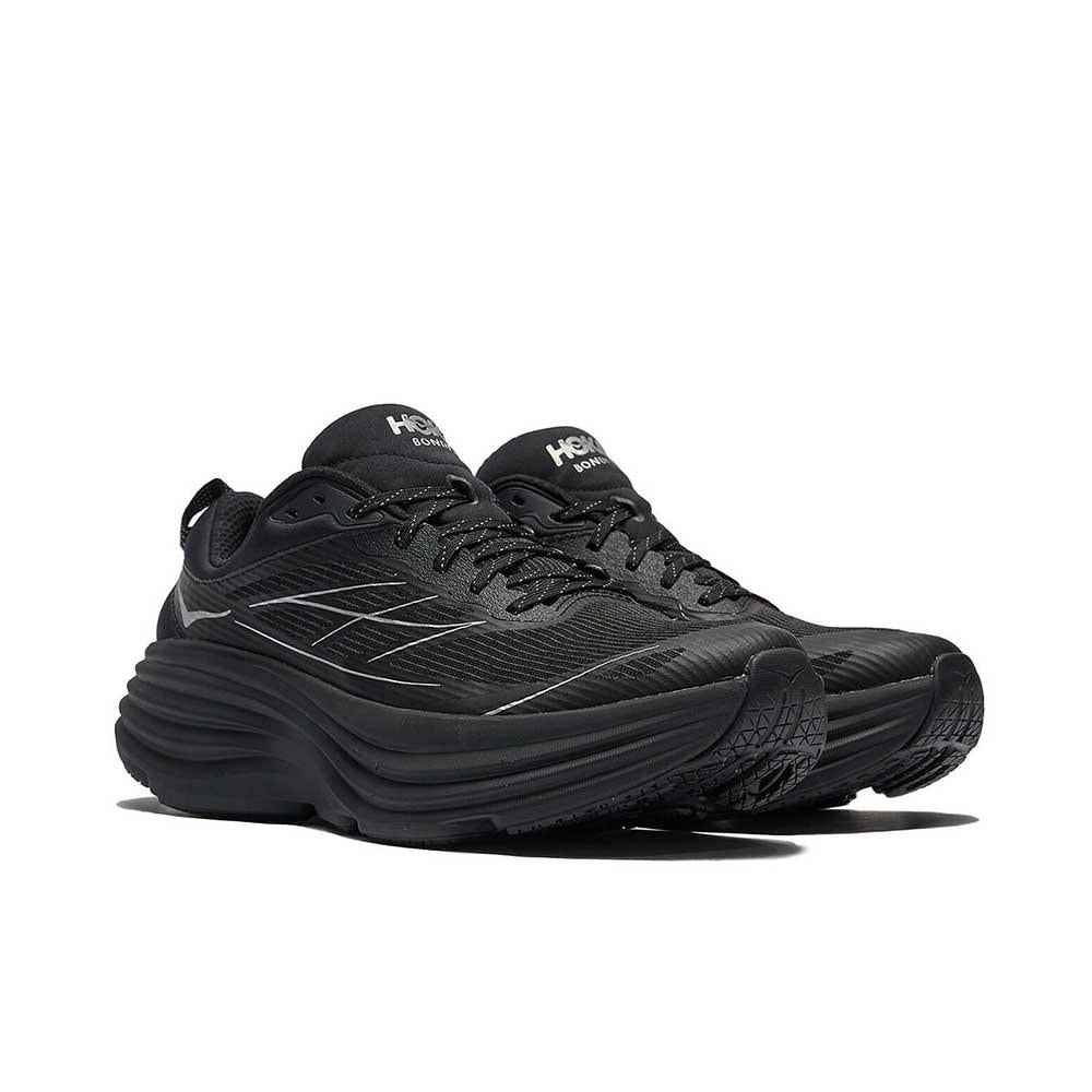 HOKA Bondi 8 TS Cage Running Shoes Men Black/Silver Low-Top Sneaker 1155391 BKSV