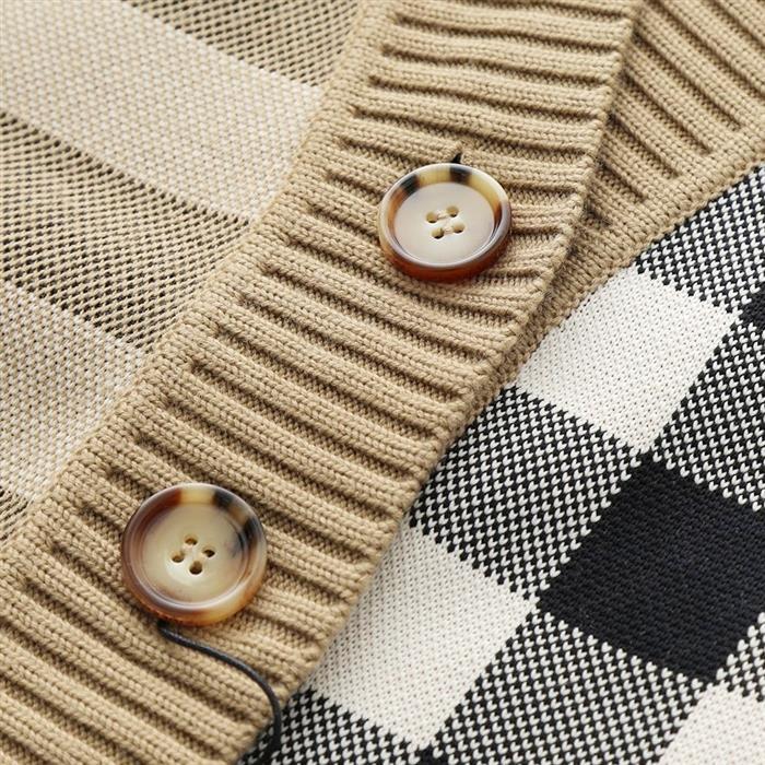 BURBERRY Check Technical Wool Jacquard Cardigan