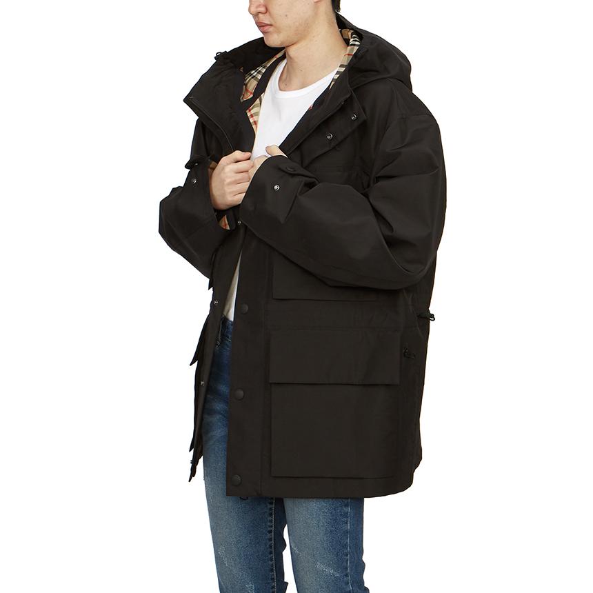 BURBERRY Men’s Hooded Jacket Check Black