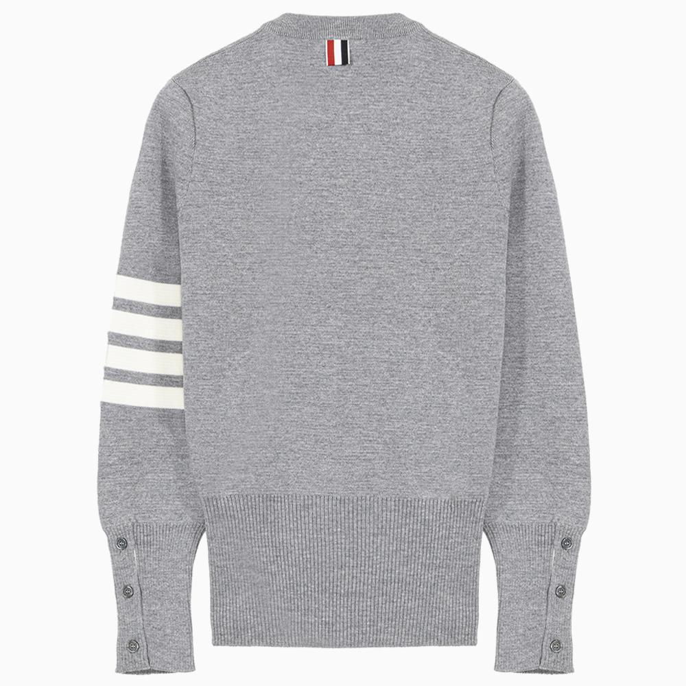 THOM BROWNE Grey Merino Wool Milano Stitch Armband Crewneck Sweater