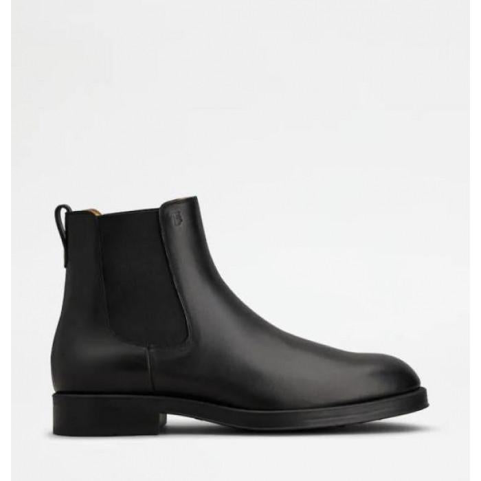 Tods Leather Ankle Boots Black Mid Boots for Men