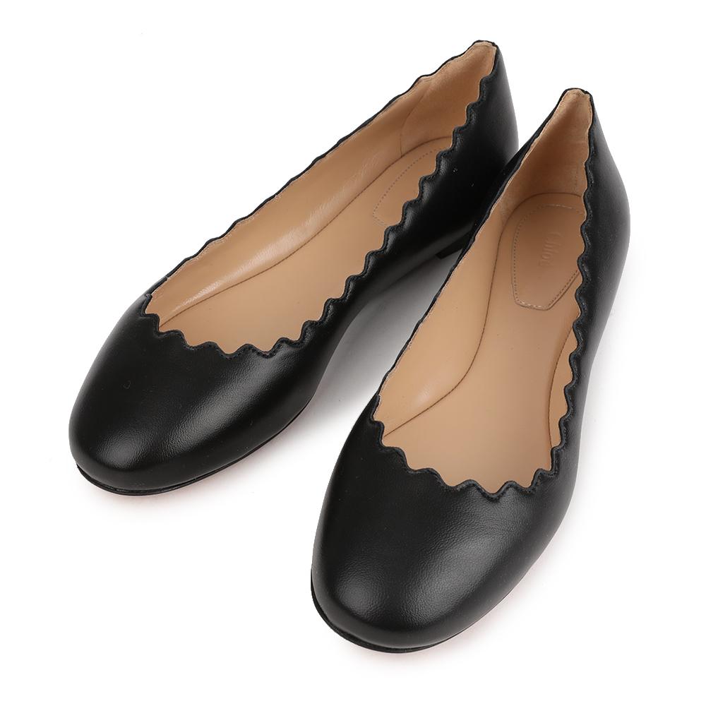 Chloe Lauren Ballerina Flats Black Leather Shoes CHC16A16075 001
