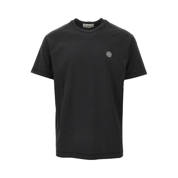 STONE ISLAND Short Sleeve Cotton T-Shirt Black Men
