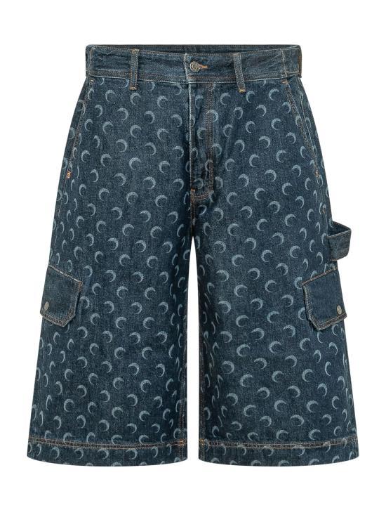 Marine Serre Midnight Blue Denim Short Shorts