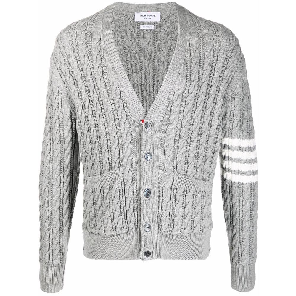 THOM BROWNE Cable Knit Cardigan Light Gray Men’s MKC396A Y3017 055