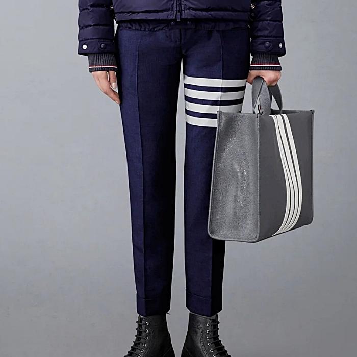 THOM BROWNE 4-Bar Stripe Low-Rise Skinny Plain Weave Pants FTC025V 06146 415