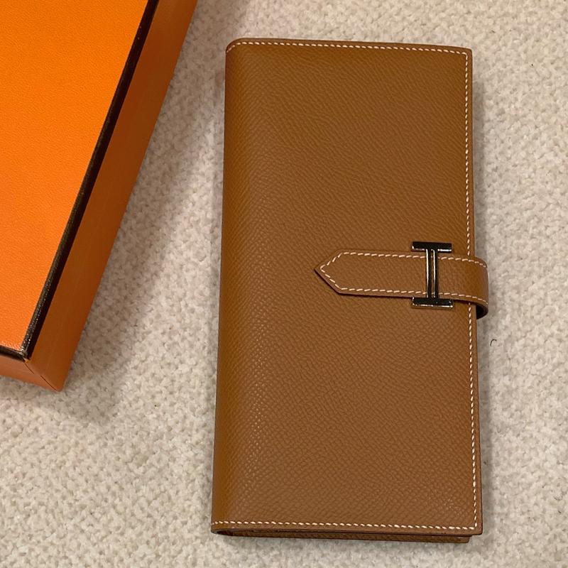 HERMES Bearn Long Wallet Epsom Gold with Palladium Hardware