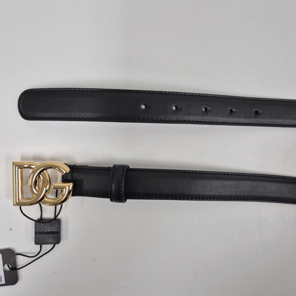 Dolce&Gabbana DG Logo Women’s Belt Gold/Silver-Tone Leather Belt