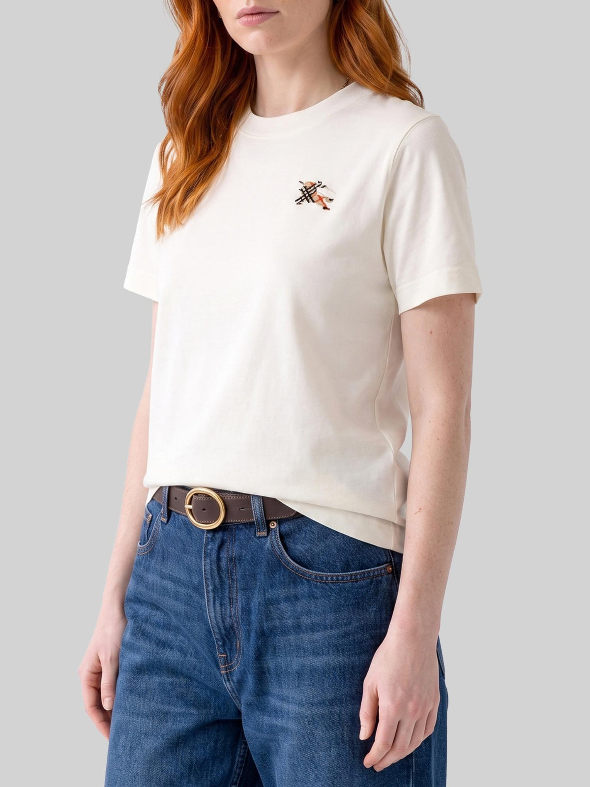 BURBERRY Short Sleeve Cotton Logo T-Shirt Black Women