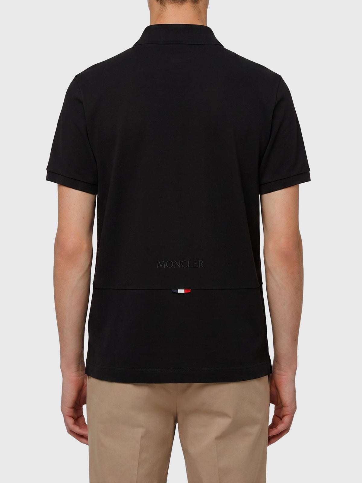 Moncler Black Cotton Short Sleeve Polo Shirt for Men